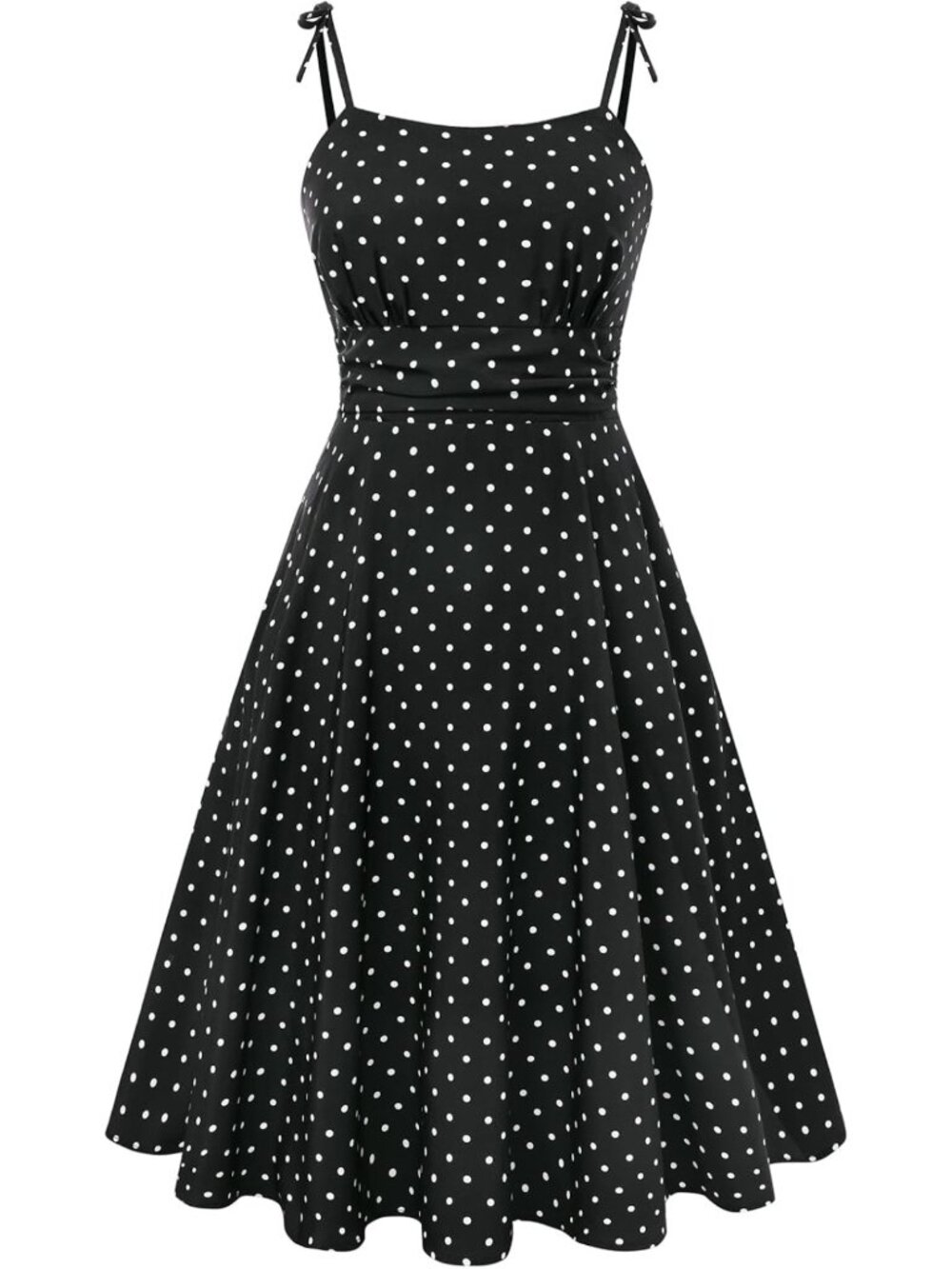 Vintage Tea Party Midi Dress - Women's Spaghetti Strap Floral Summer Dress